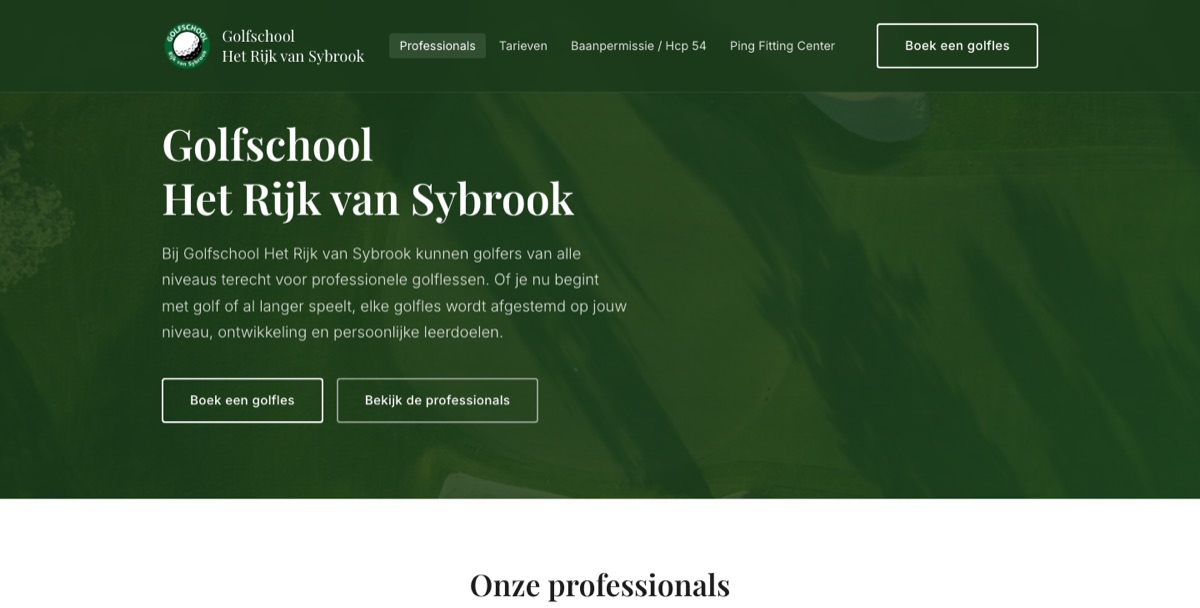 Homepage van Golfschool Het Rijk van Sybrook